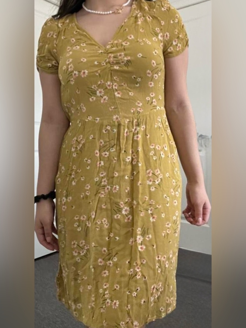 American Eagle Outfitters Mustard Yellow Floral Mini Dress